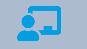 Chalkboard icon, blue and grey