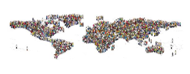 Thumbnail for the CAIR Population Health research cluster, depicting the continents of the world formed by crowds of people