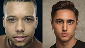 Side-by-side profile photos, including of actor Marvyn Charles on a monochrome background
