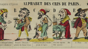 French language print depicting various labourers in Paris sorted alphabetically