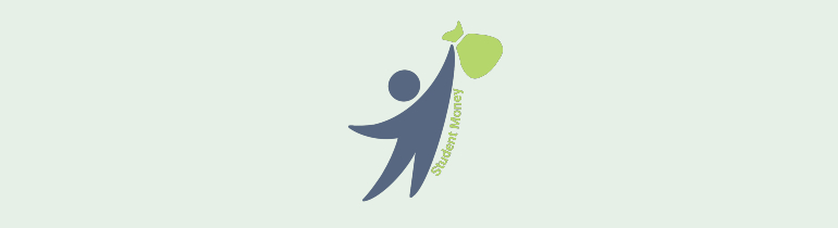 Logo for Student Money: A figure holding a bag of money
