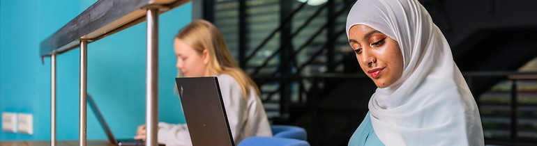 Students working