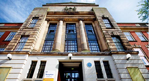 Exterior of the Wulfruna building against a blue skyline.